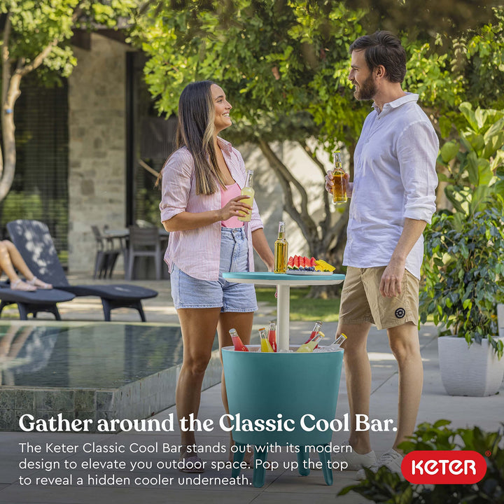 Keter Modern Cool Bar Outdoor Patio Furniture and Hot Tub Side Table