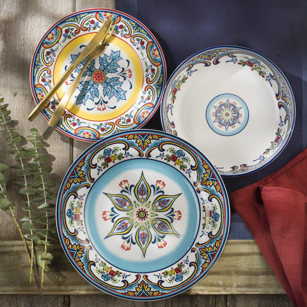 Euro Ceramica Zanzibar Collection Vibrant 8.7" Ceramic Salad/Dessert Plates - Diamond Home USA