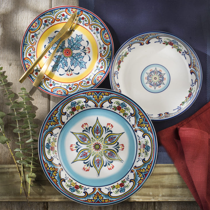 Euro Ceramica Zanzibar Collection Vibrant 8.7" Ceramic Salad/Dessert Plates - Diamond Home USA