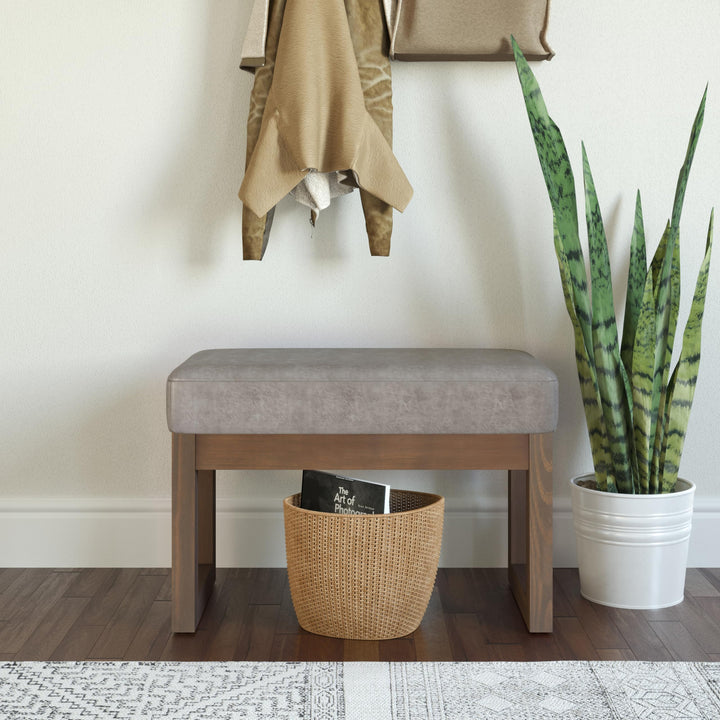 SIMPLIHOME Milltown 27 Inch Wide Contemporary Rectangle Footstool Ottoman Distressed