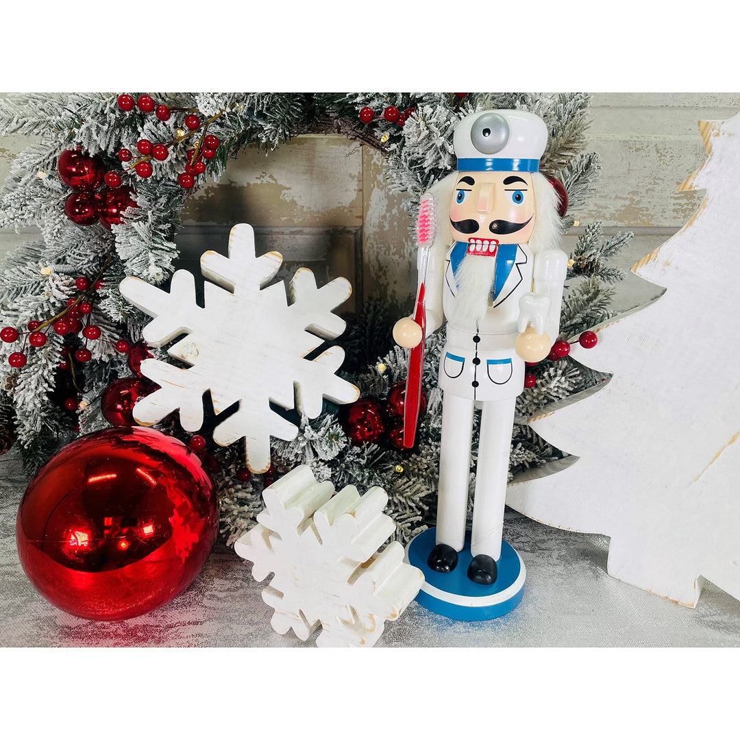 Santa's Workshop 14'' Dentist Nutcracker 14 White Wood Medium - Diamond Home USA