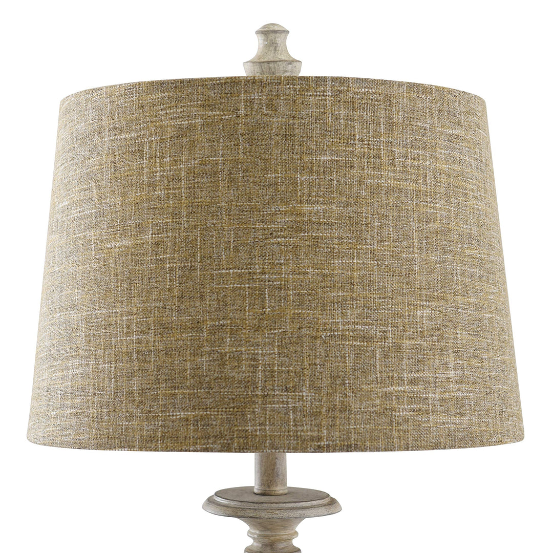 Distressed Off White Candlestick Footed Table Lamp Cream Transitional - Diamond Home USA