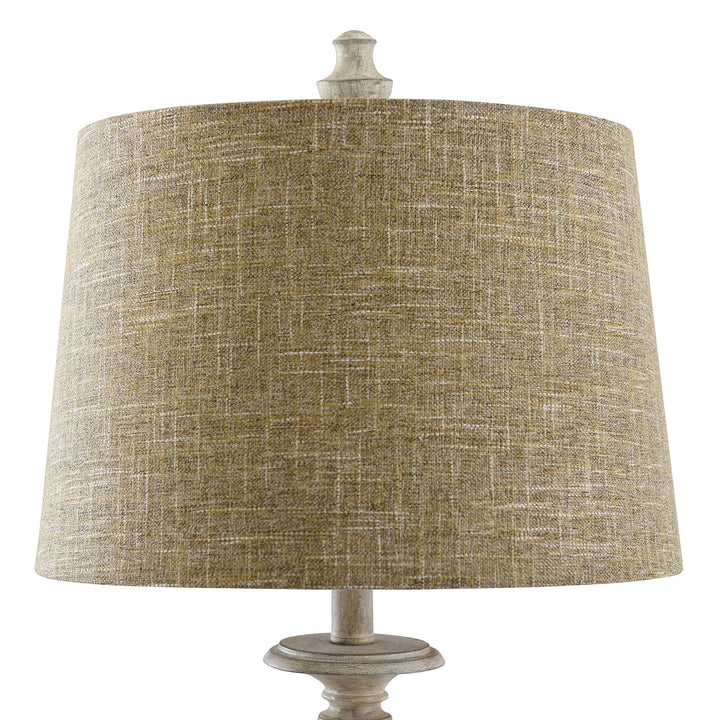 Distressed Off White Candlestick Footed Table Lamp Cream Transitional - Diamond Home USA