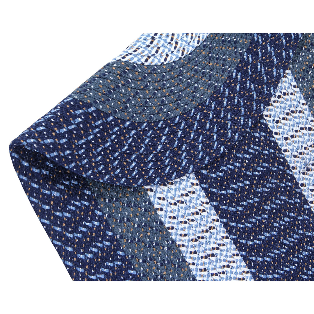 Better Trends Country Braid Collection is Durable and Stain Resistant Reversible 72" Round - Burgundy Stripe - Diamond Home USA