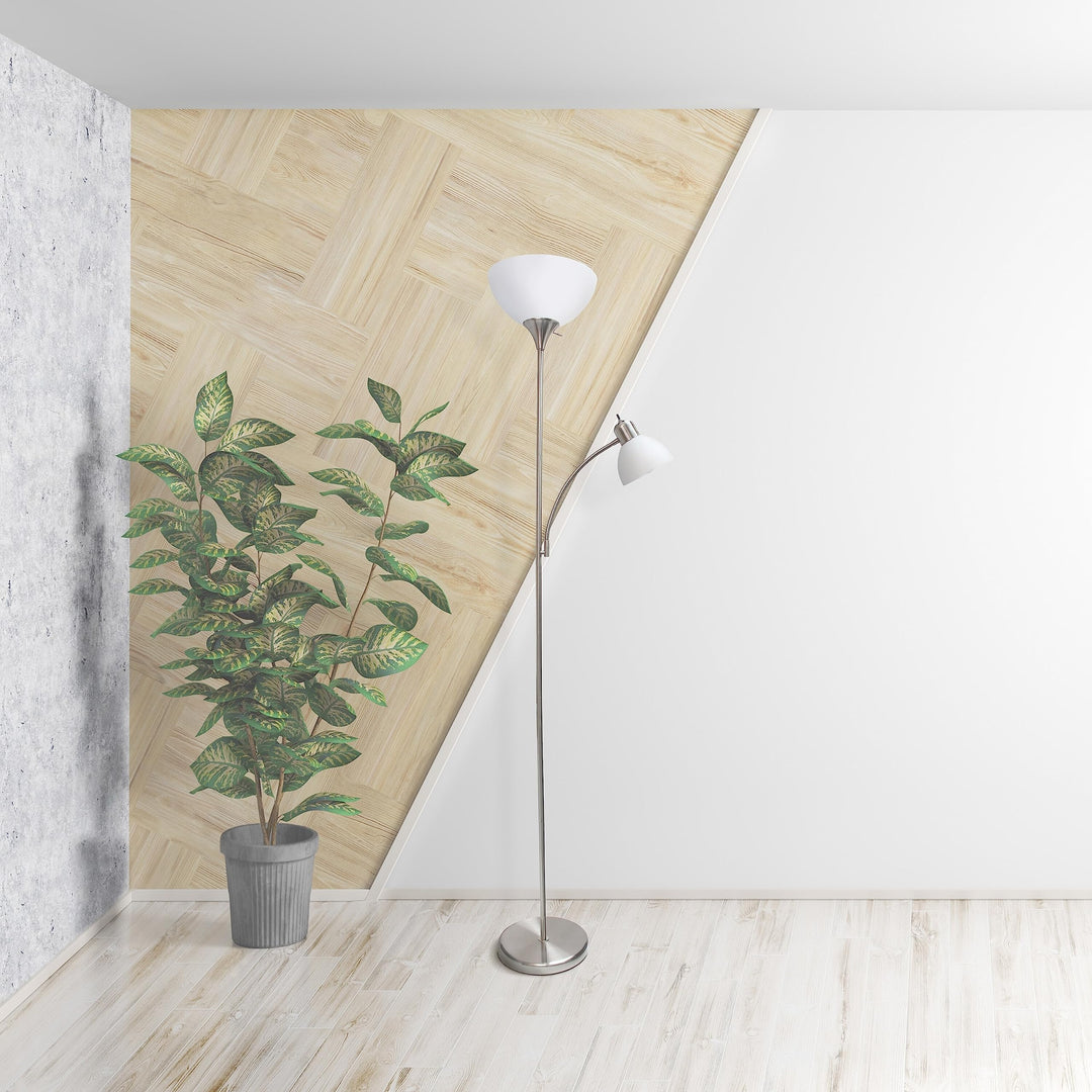 71.5" 2 Light Metal Floor Lamp with and Reading Shades Silver Traditional Nickel - Diamond Home USA