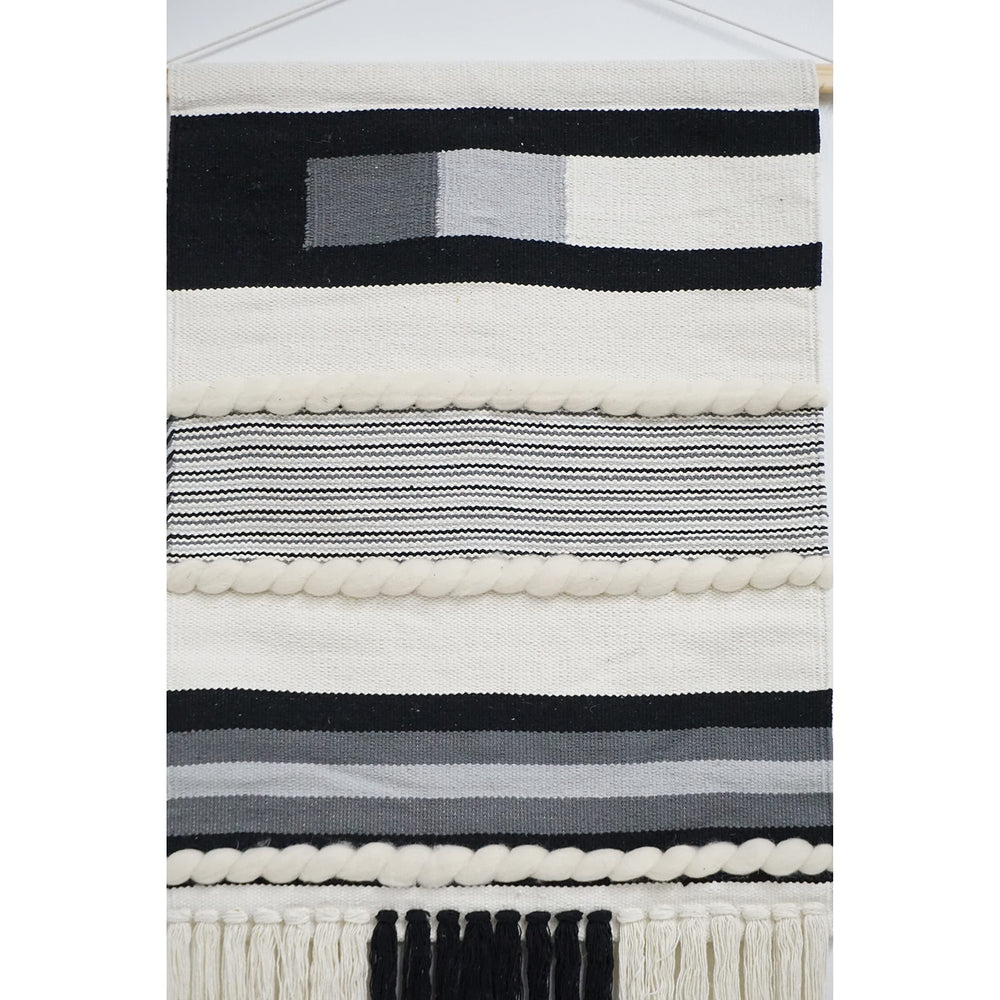 Large Macrame all Hanging Size Black Abstract Modern Contemporary Cotton Hand - Diamond Home USA