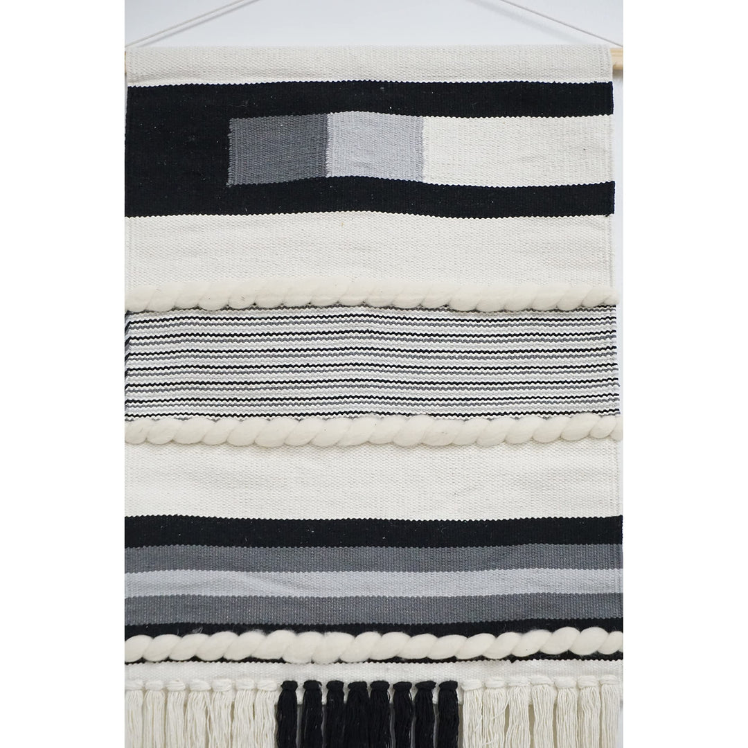 Large Macrame all Hanging Size Black Abstract Modern Contemporary Cotton Hand - Diamond Home USA