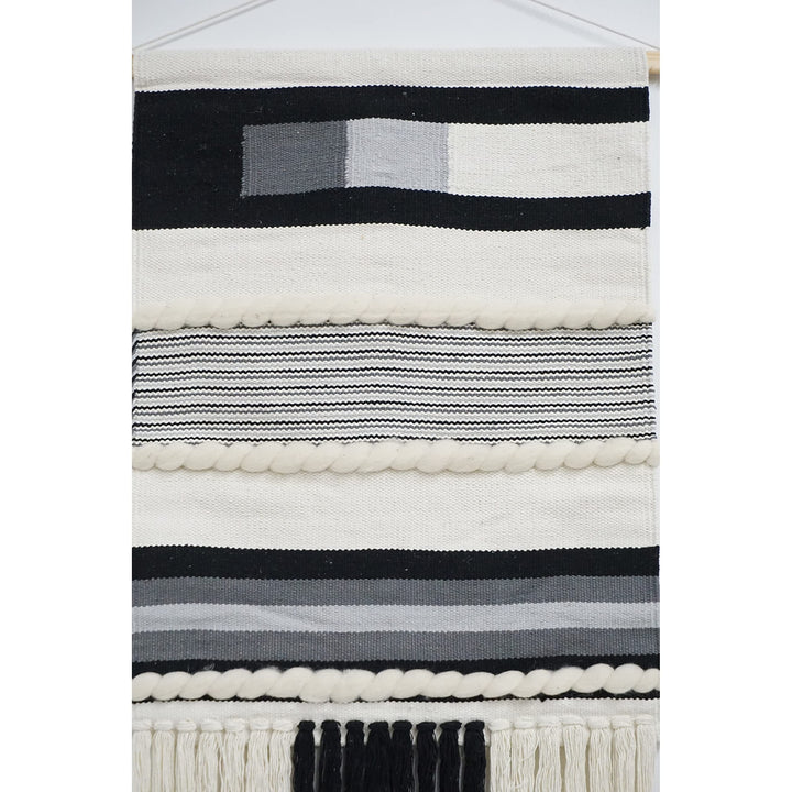 Large Macrame all Hanging Size Black Abstract Modern Contemporary Cotton Hand - Diamond Home USA