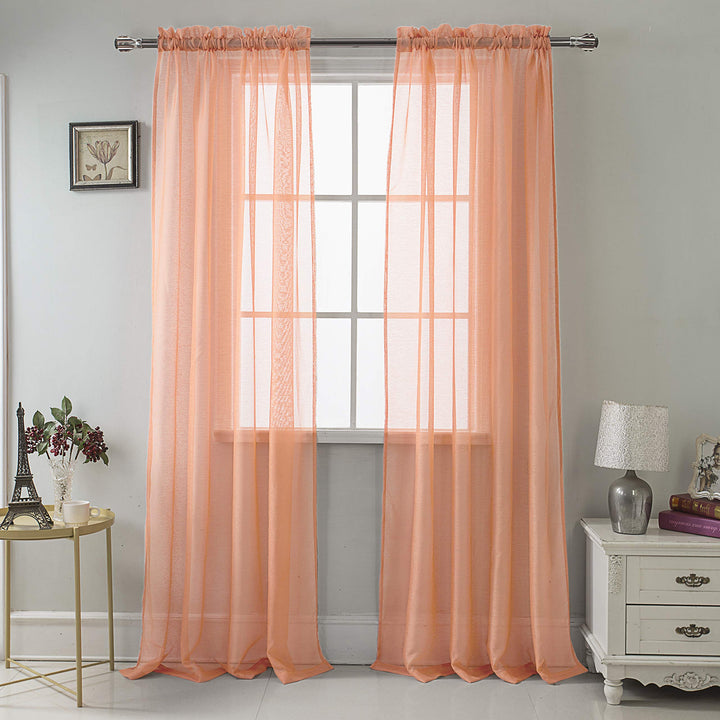 RT Designers Collection Celine Sheer 54 x 90 in. Rod Pocket Curtain Panel Coral