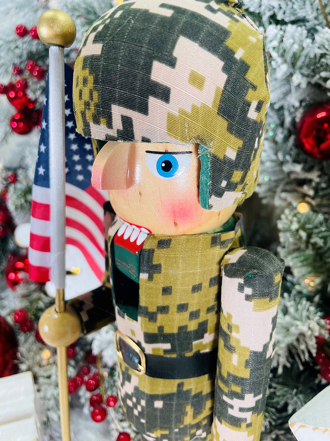 Santa's Workshop 14" Army Nutcracker