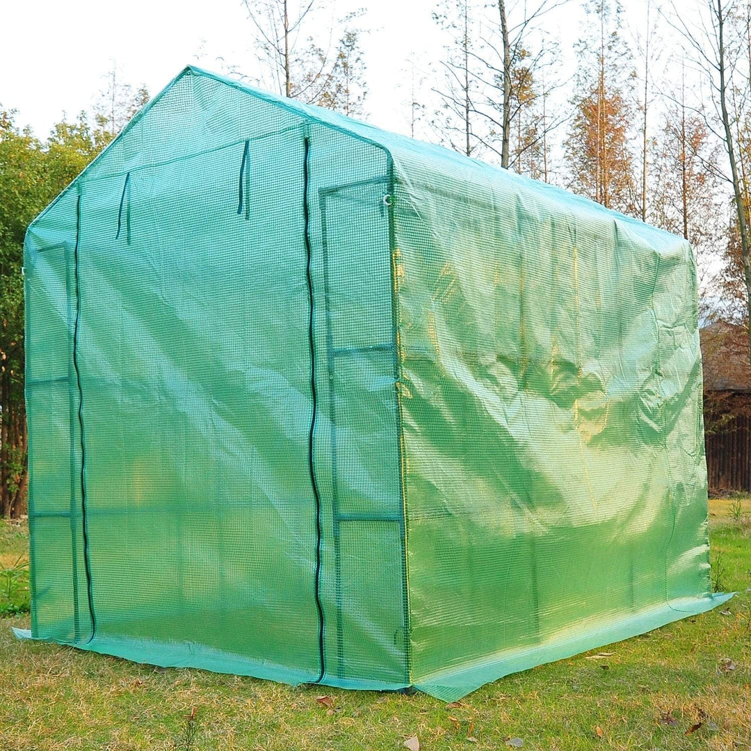 8' X 6' 7' Portable W/Shelves Green - Diamond Home USA