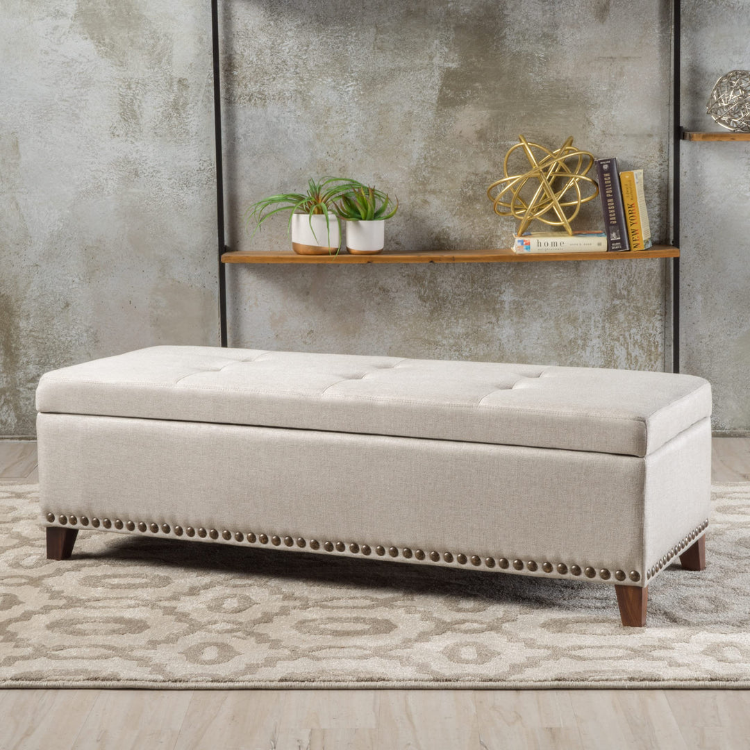 Christopher Knight Home Gavin Fabric Storage Ottoman Beige - Diamond Home USA
