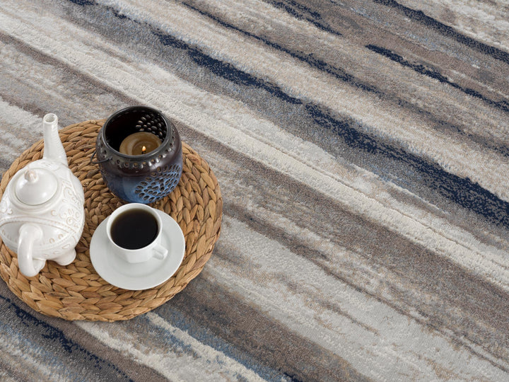 RUG BRANCH Havana Contemporary Scandinavian Blue Brown Indoor Doormat Rug for 2' X 5'1" - Diamond Home USA