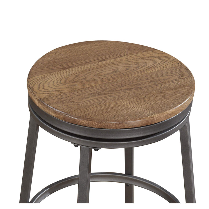 Backless Bar Stool Grey Industrial Metal Wood Finish Swivel - Diamond Home USA