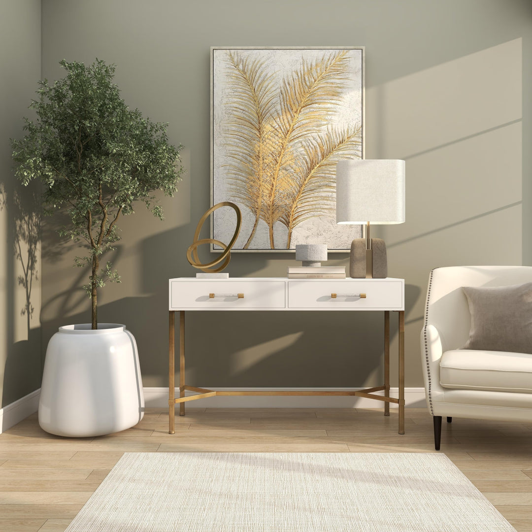 White Resin Wide Floor Vase - Diamond Home USA