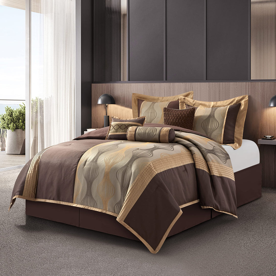 7 Piece n Color Geometric Comforter Cal California Set