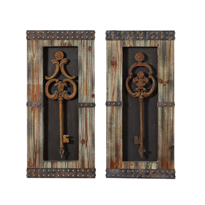 Brown Fir Rustic Wall (Set Of 2) Iron - Diamond Home USA