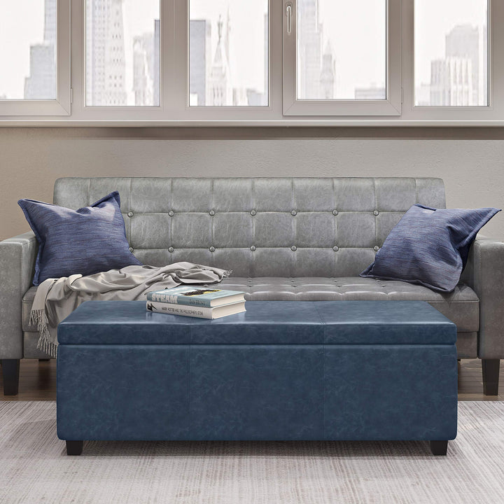 SIMPLIHOME Avalon 48 Inch Wide Contemporary ectangle Storage Ottoman Bench in