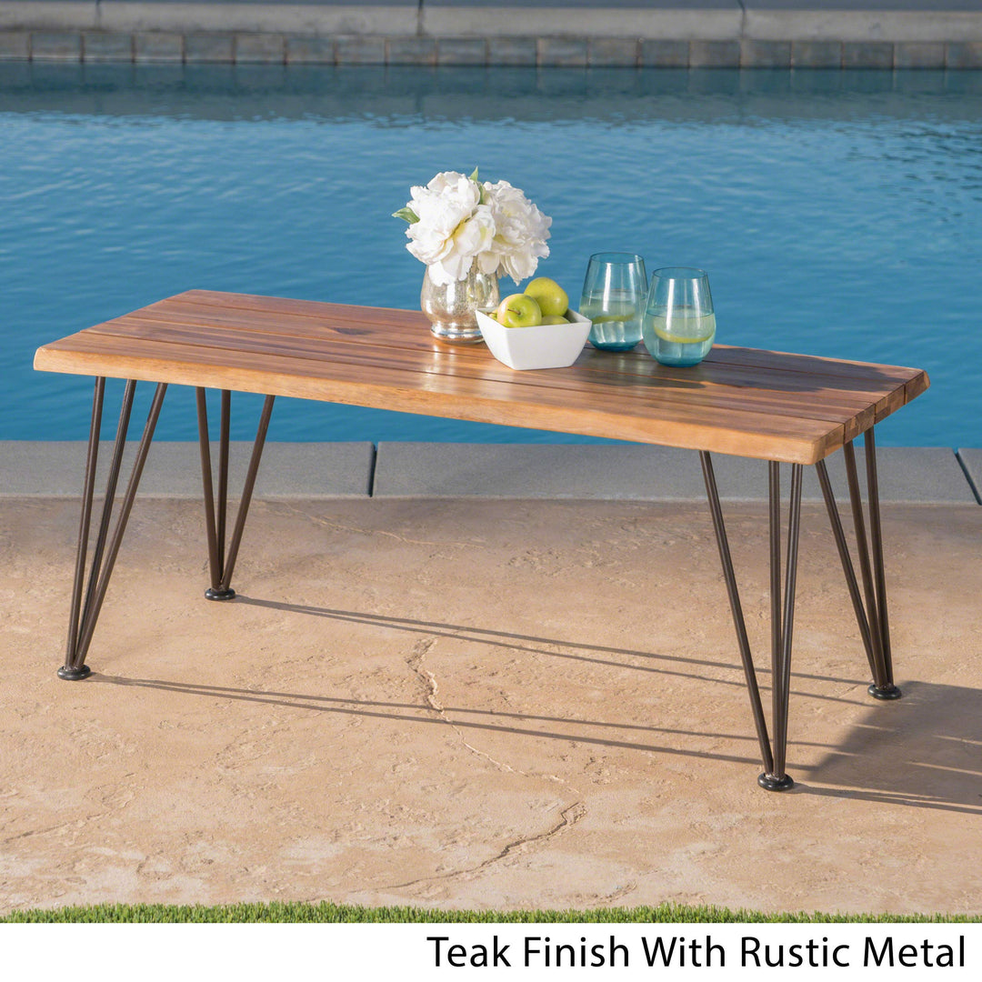 Christopher Knight Home Zion Outdoor Industrial Iron and Teak Finished Acacia - Diamond Home USA