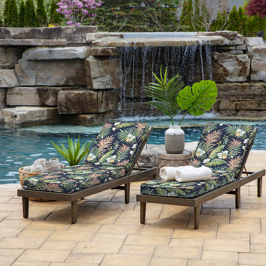 Arden Selections Modern Outdoor Chaise Cushion 21 x 46 Simone Blue Tropical - Diamond Home USA