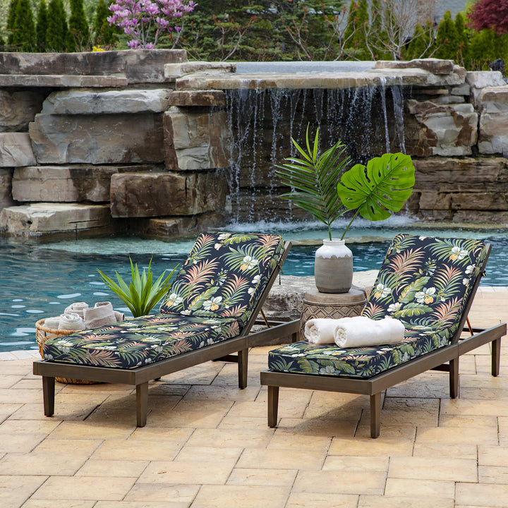 Arden Selections Modern Outdoor Chaise Cushion 21 x 46 Simone Blue Tropical - Diamond Home USA