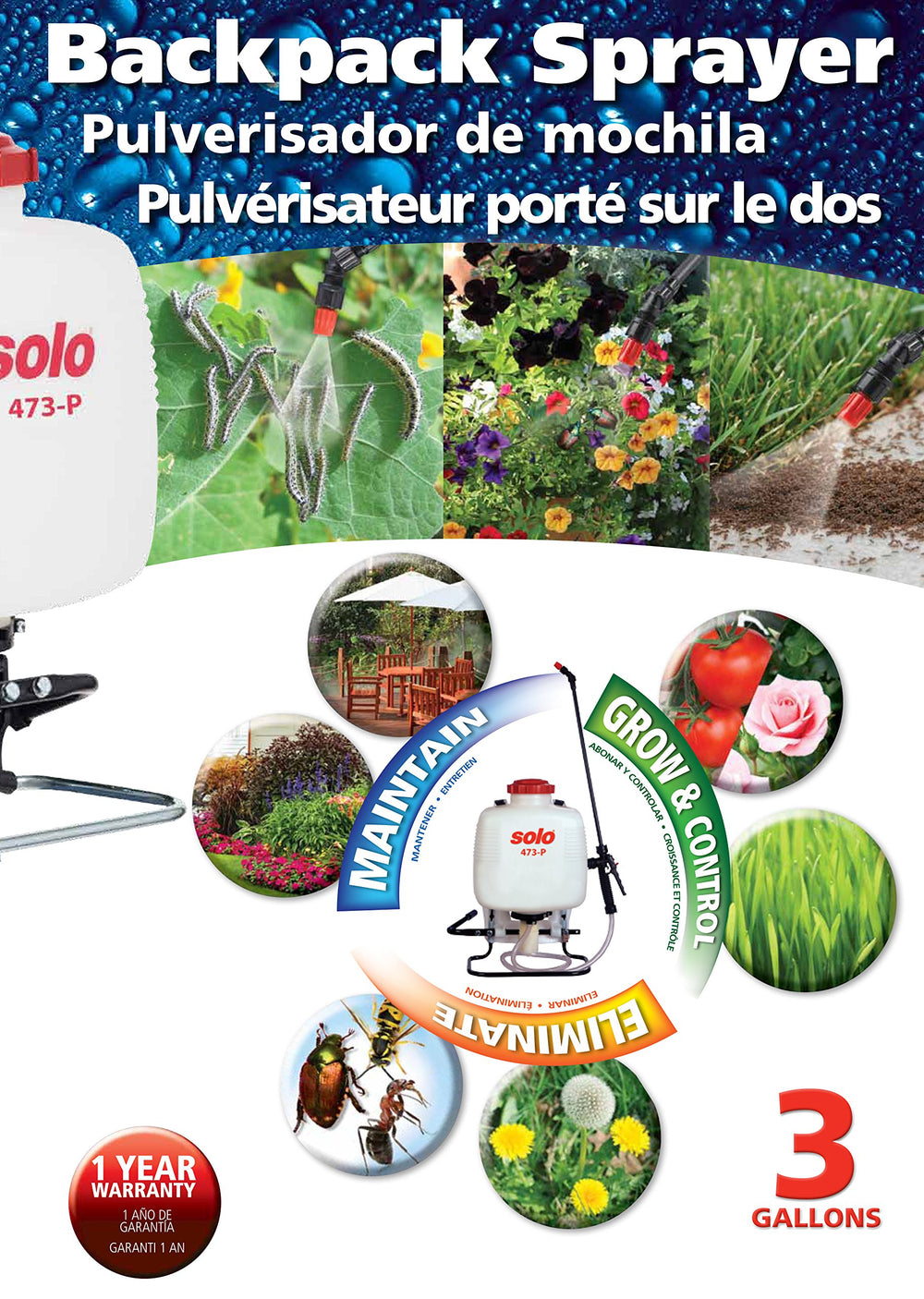 Solo 3-Gal. Backpack 473P Sprayer White - Diamond Home USA