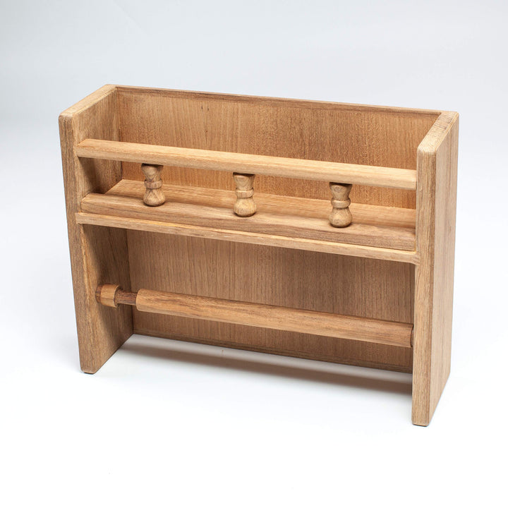 Teak Spice Rack with Paper Towel Holder - 13-1/16" W X 10" H 3-3/4" D Brown Wood - Diamond Home USA
