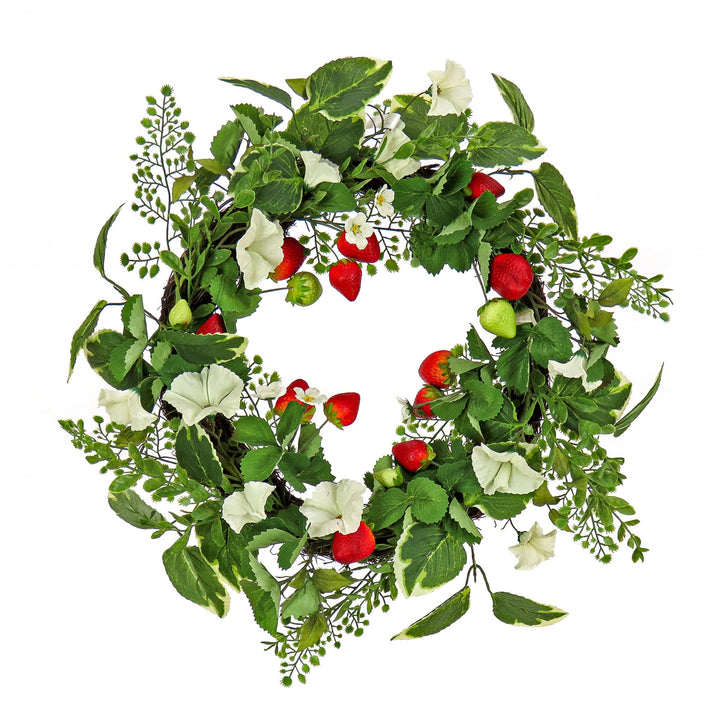 22" and Strawberry Wreath White Traditional Polyester Unlit