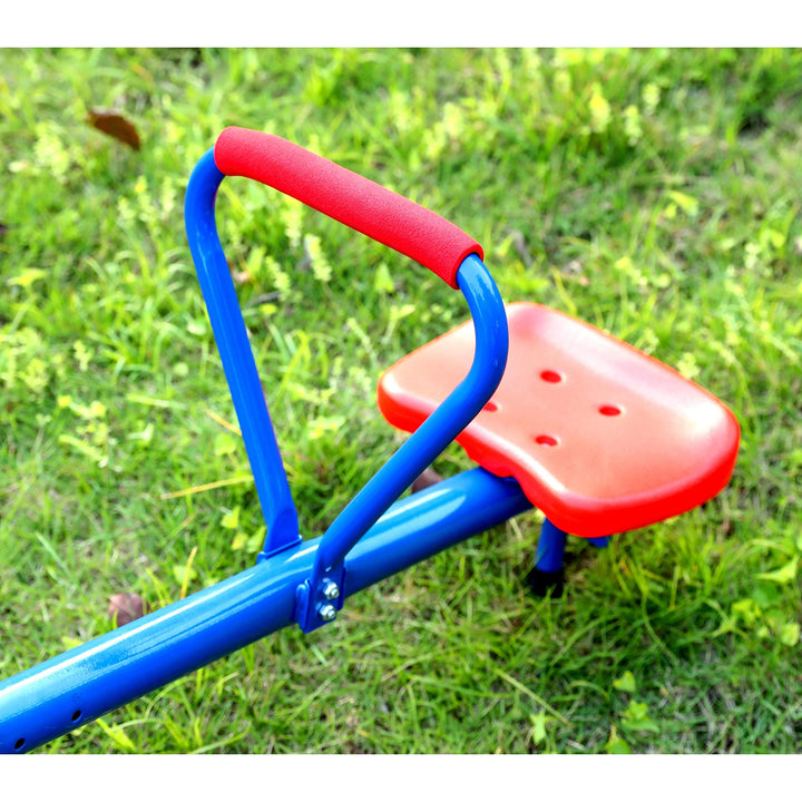 Extendable Outdoor Red and Blue Metal Rotating Seesaw Slide - Diamond Home USA