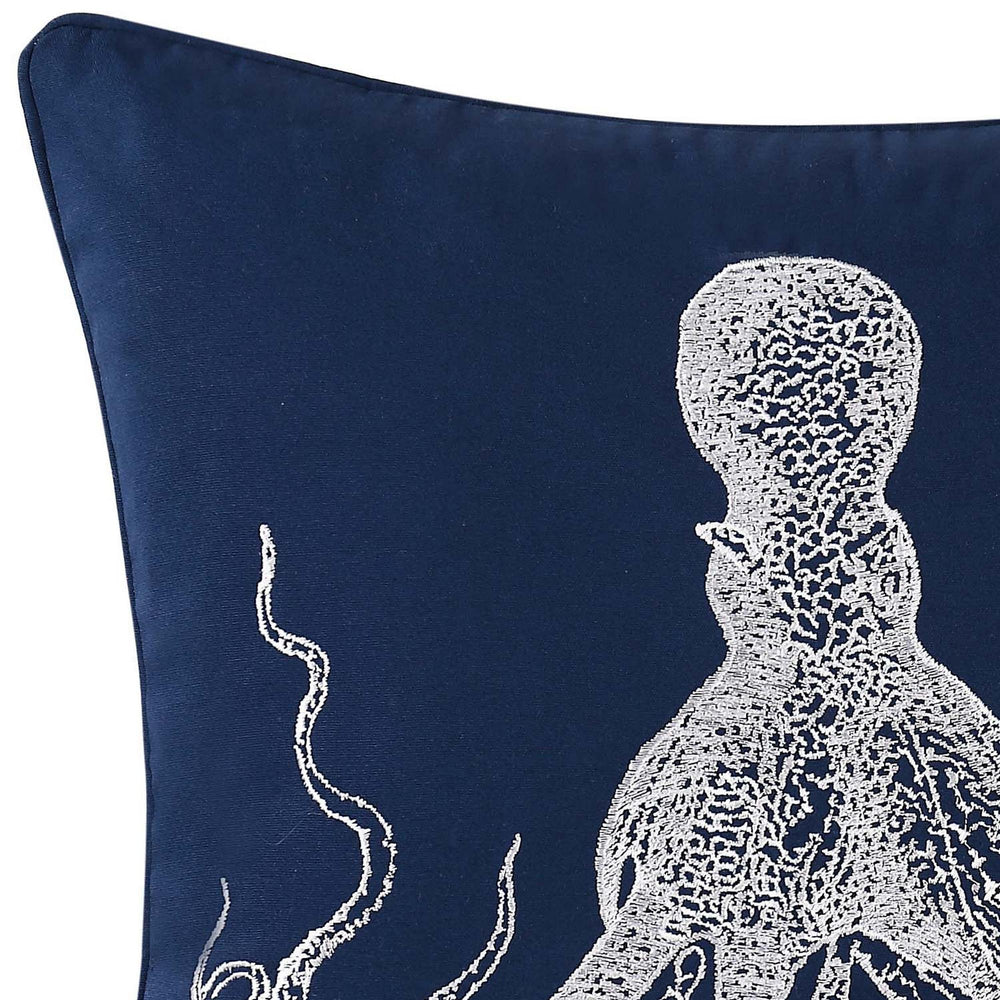 Oceanfront Resort Octopus Decorative qauare Navy Pillow Decorative Pillow 18" - Diamond Home USA