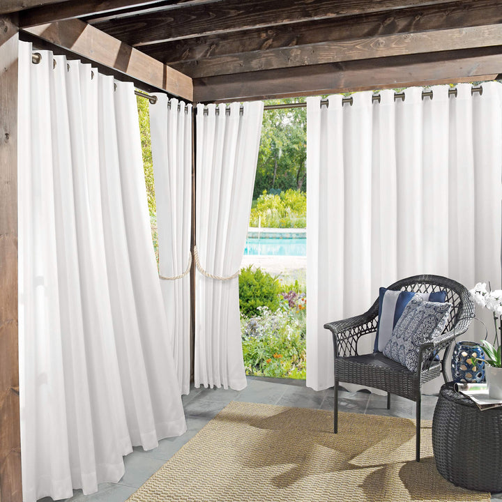 Sun Zero Marina Indoor/Outdoor UV Protectant Energy Efficient Grommet Curtain White - 54 x 84