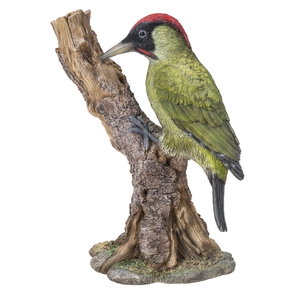 Woodpecker On Stump Statue Multi Color Animals Polyresin - Diamond Home USA