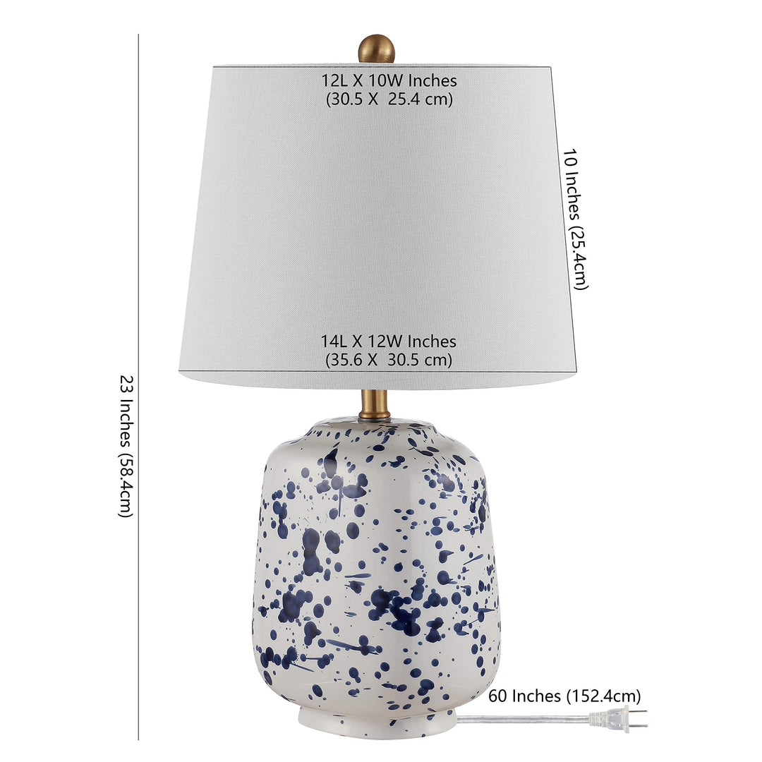 Lighting Navy Blue 23-inch Ceramic Led Table Lamp 14" W X 12" L 23" H Modern - Diamond Home USA