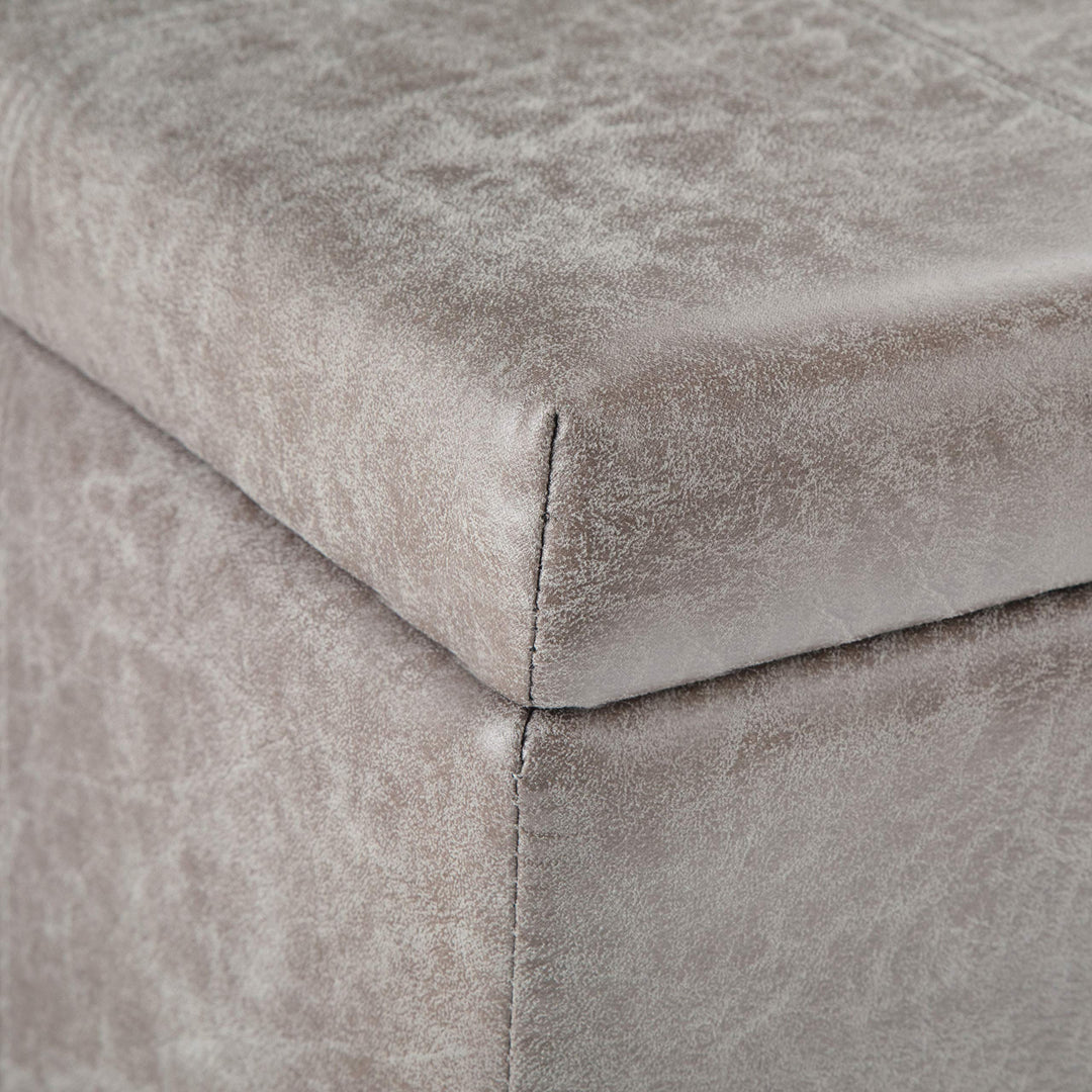 SIMPLIHOME Dover 36 inch Wide Rectangle Lift Top Storage Ottoman Bench in Distressed