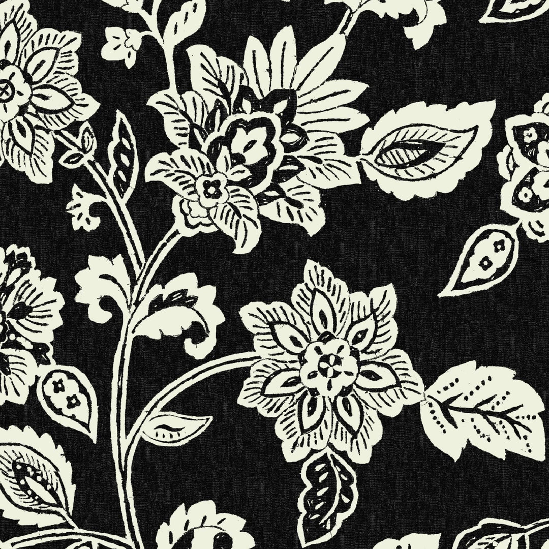 Jacobean Outdoor Deep Seat Set Black Floral Vintage Polyester Uv Resistant - Diamond Home USA