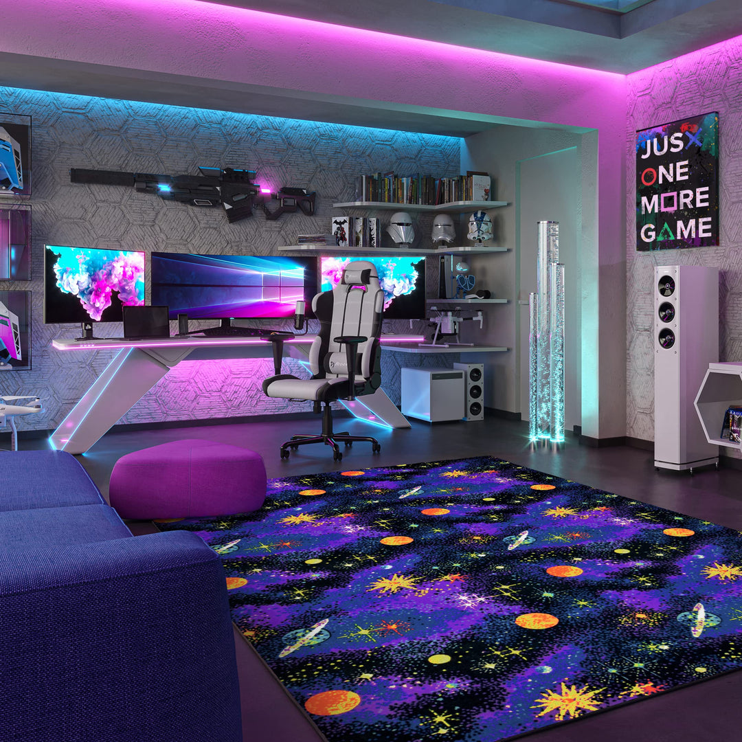 Joy Carpets Fluorescent Space Explorer 4' x 6' Area Rug 4' x 6' - Fluorescent