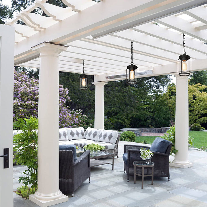 Black Outdoor Hanging Lights Lantern for Porch Hallway D6'' X H70'' Industrial - Diamond Home USA