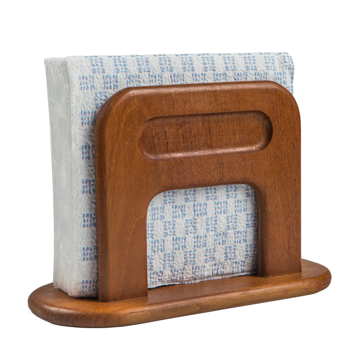 Traditional Teak Napkin Holder 8-1/4" W X 5-1/2" H 3-7/8" D Brown Wood - Diamond Home USA