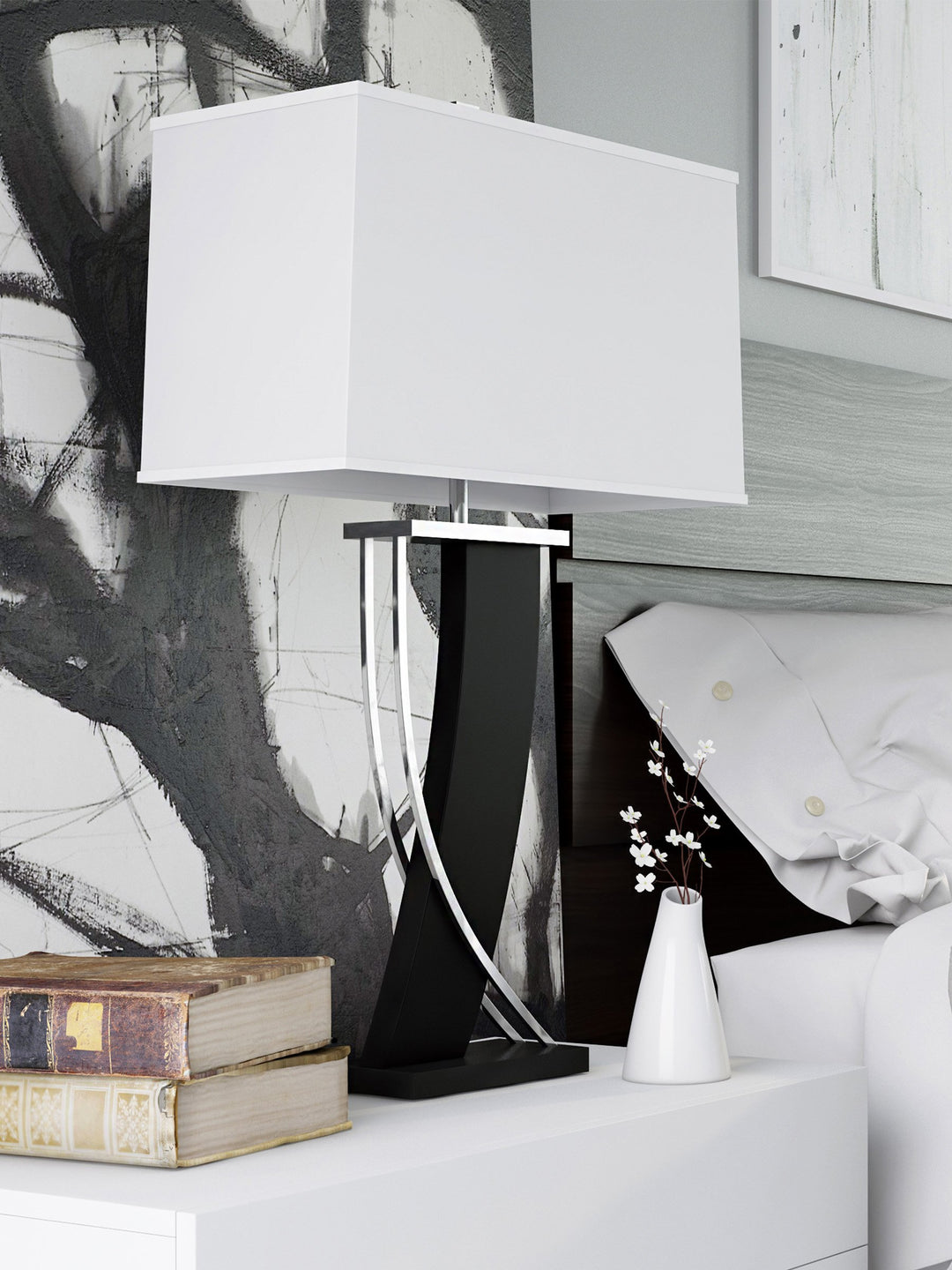 Lite Source LS-21788 Table Lamp with Off White Fabric Shades 18" x 18" x 31" - Diamond Home USA