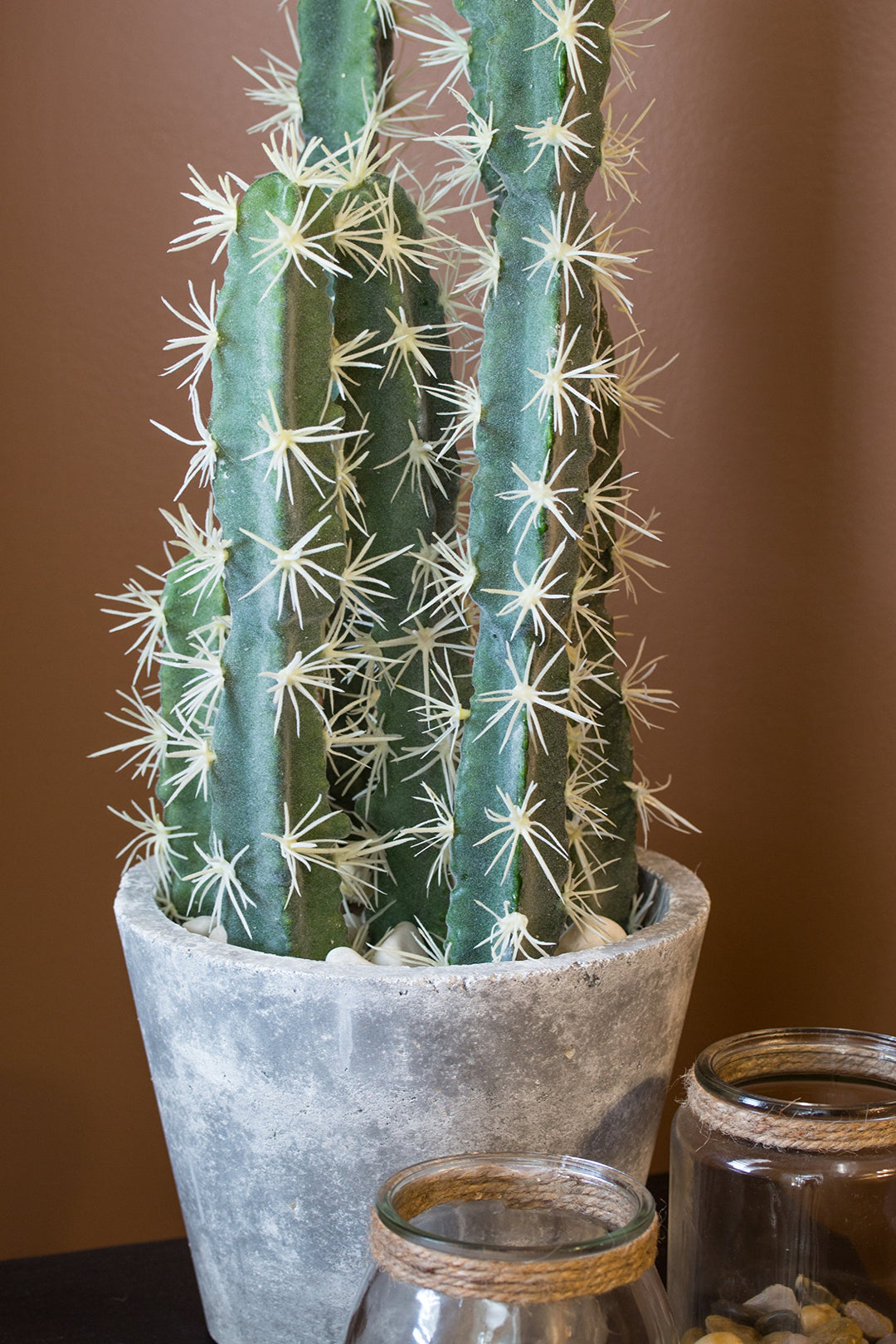 Nearly Natural Decorative Cactus Garden with Cement Planter - Diamond Home USA