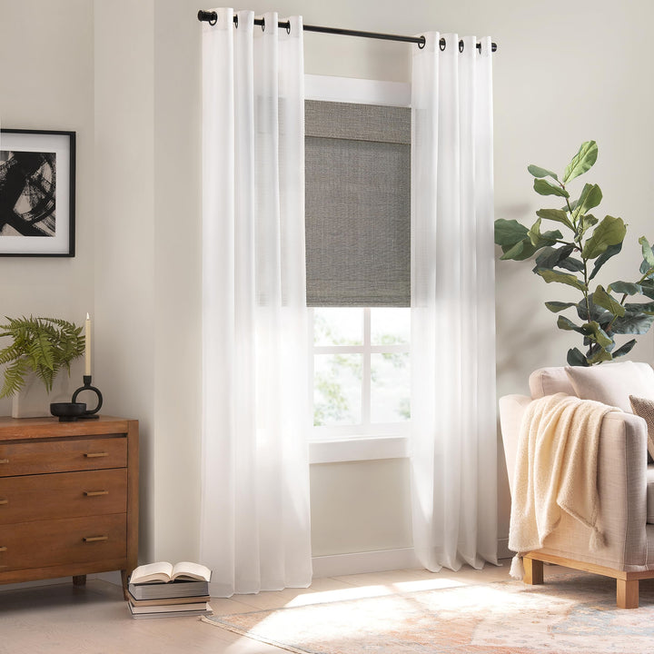 Eclipse Bamboo Roman Shades for Windows Semi-Privacy Light-Filtering