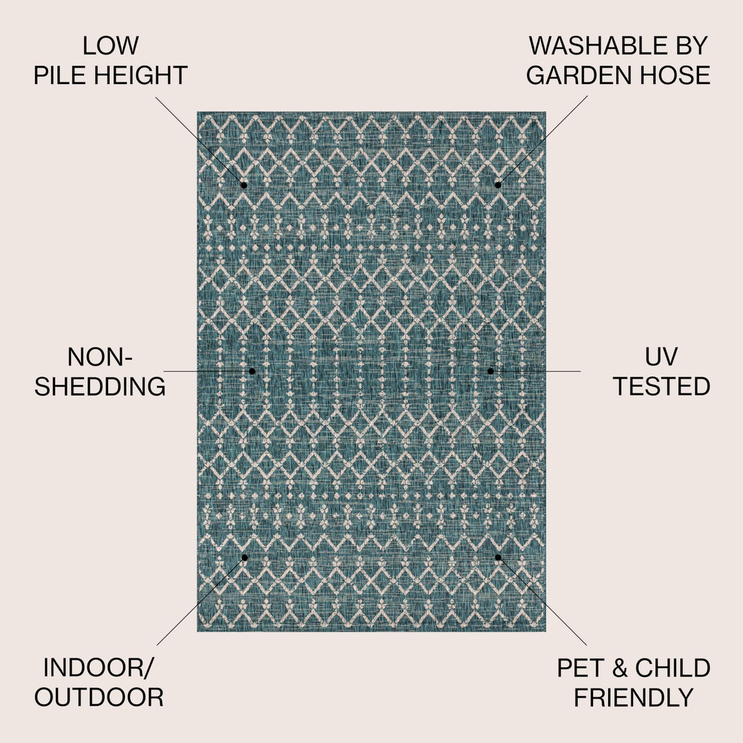 JONATHAN Y Trebol Moroccan Geometric Textured Weave Indoor/Outdoor Area Rug