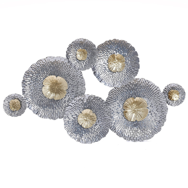 Silver And Gold Flowers Metal Wall Modern Contemporary Iron ndmade Includes - Diamond Home USA