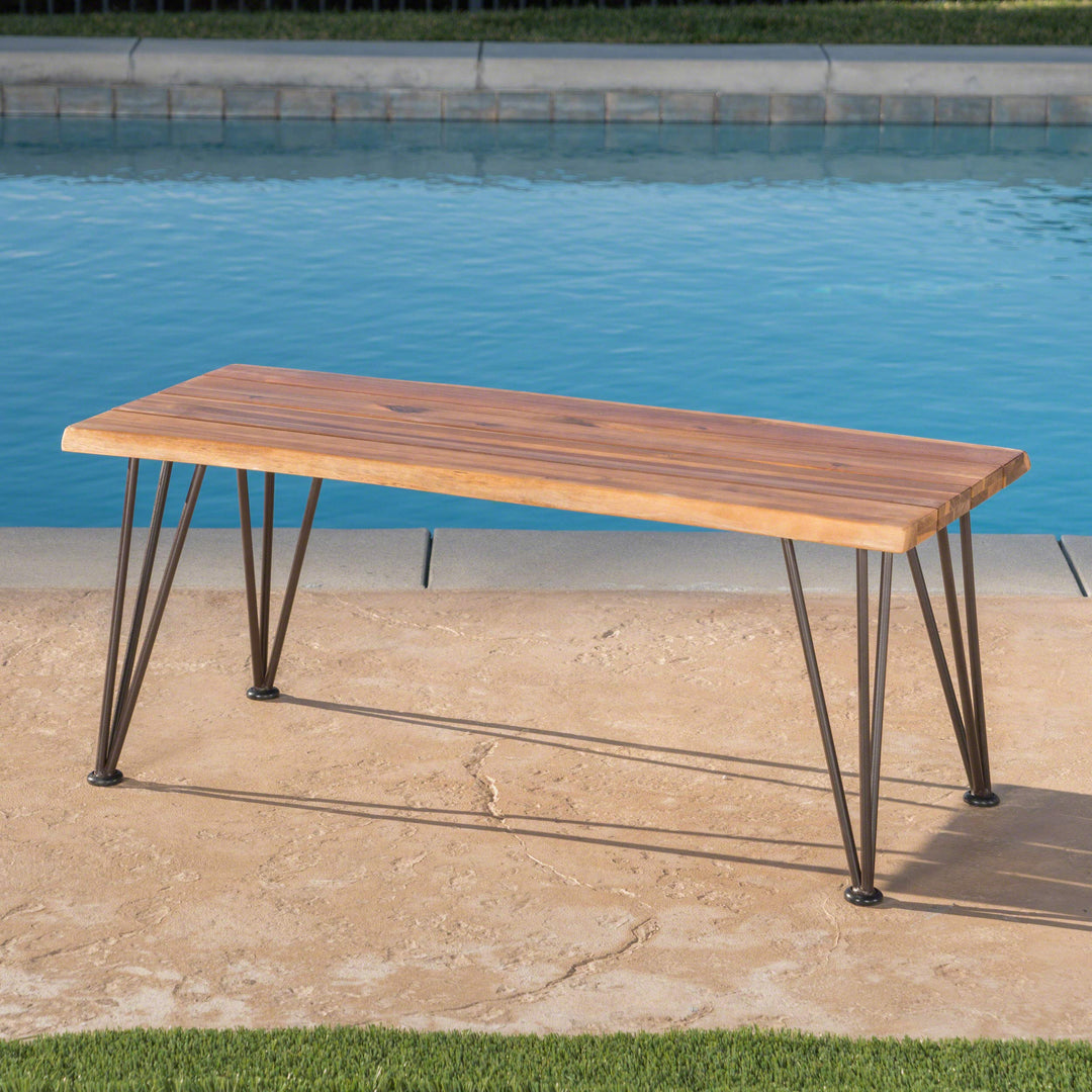 Christopher Knight Home Zion Outdoor Industrial Iron and Teak Finished Acacia - Diamond Home USA