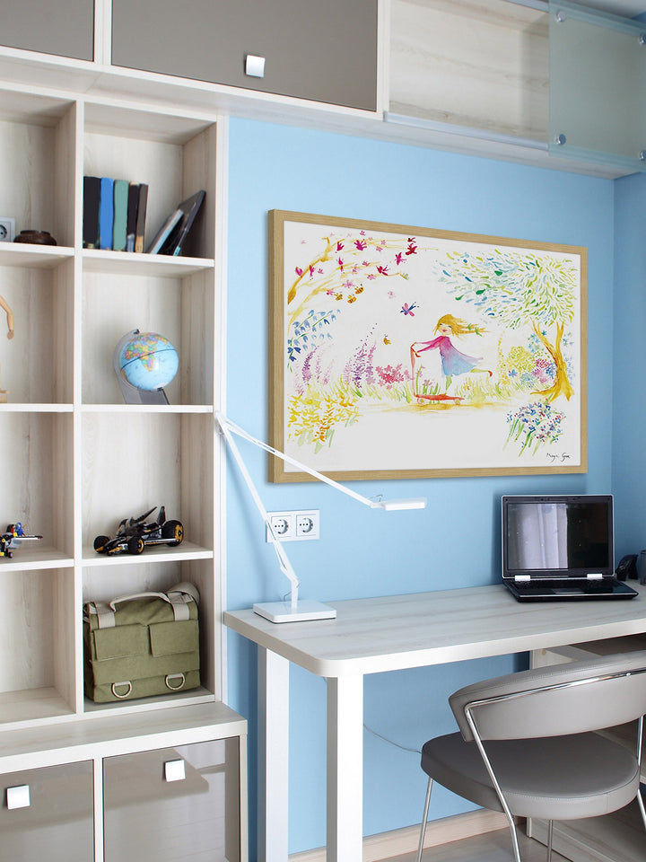 Marmont Hill 24x16 Girl at Park by Maya Gur Framed Painting Print Multicolor - Diamond Home USA