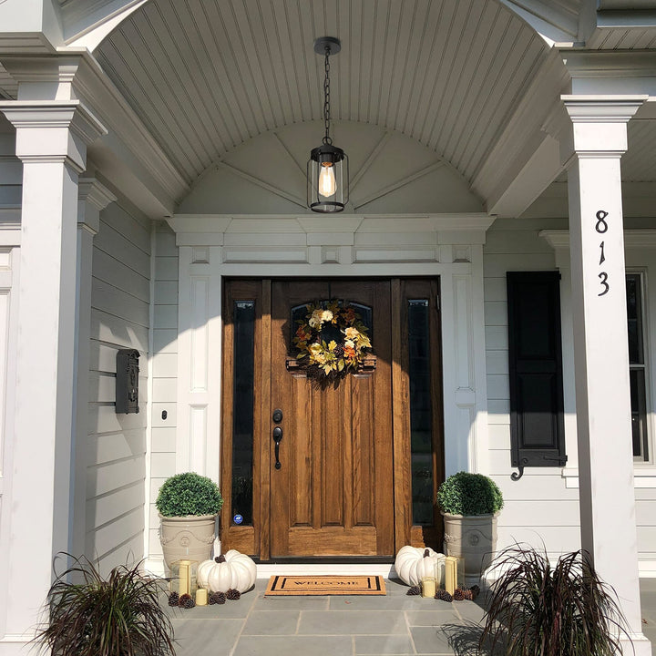 Black Outdoor Hanging Lights Lantern for Porch Hallway D6'' X H70'' Industrial - Diamond Home USA