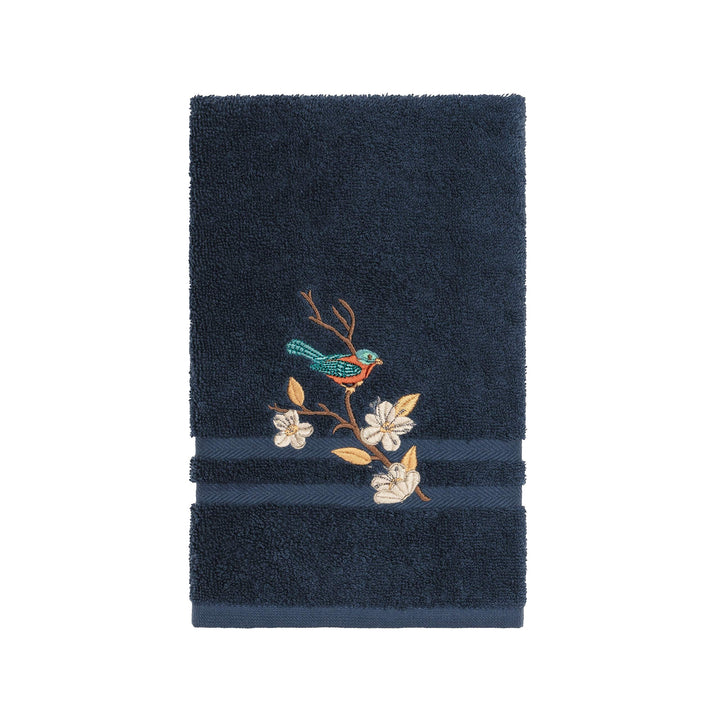 Turkish Cotton Blue Bird Embroidered Midnight 3-Piece Towel Set Cloth - Diamond Home USA