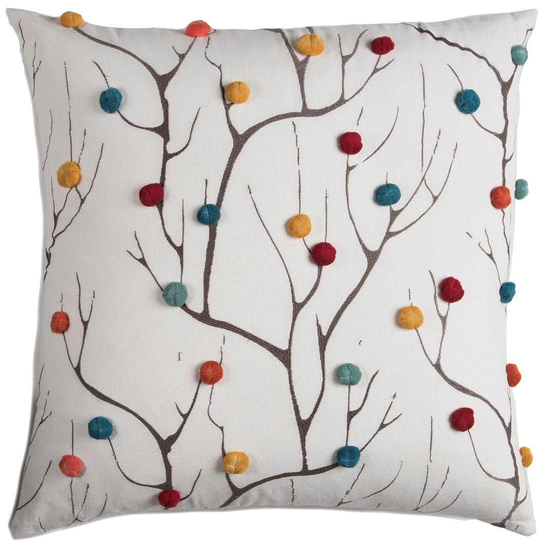 Rizzy Home|T11183|20"x20" White/Yellow/Red Decorative Pillow|Cover Only