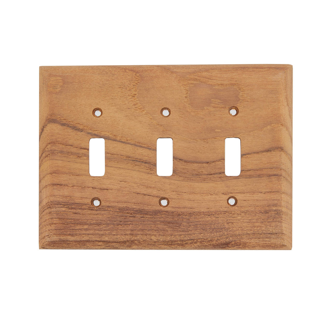 Teak 3 Toggle Switch Cover/Plate - Cover Includes Hardware