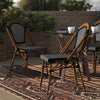 Taylor & Logan Nadia Indoor/Outdoor Stackable French Bistro Chairs in Black & White/Natural Frame